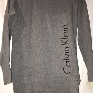 Calvin Klein Women's Gray Performance Heather Logo Sports Sweater Size Medium